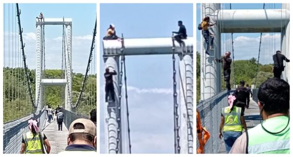 Protección Civil evita una tragedia en el puente colgante del ejido Guadalupe