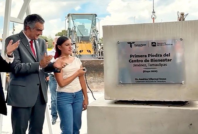Pone Américo primera piedra del Centro de Bienestar de Jiménez